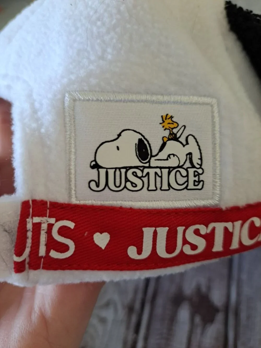 New Justice X Peanuts Snoopy Plush Baseball Hat With Fleece & 3D Ears Kids Size